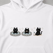 Onsen Cat 3 温泉を満喫する黒猫 | パーカー | フロントのみプリント