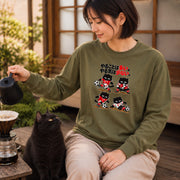Soccer Cat | やることは多い。やる気は少ない。 黒猫 サッカー 長袖Tシャツ | フロントのみプリント