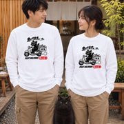 Cat Delivery 急いでます。一応。 配達黒猫 長袖Tシャツ ロンT|フロントプリント