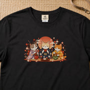 Kimono Cat Tea Party 着物猫のお茶会 Tシャツ|フロントプリント