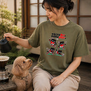 Badminton Cat | やることは多い。やる気は少ない。 黒猫 バドミントン Tシャツ | フロントのみプリント