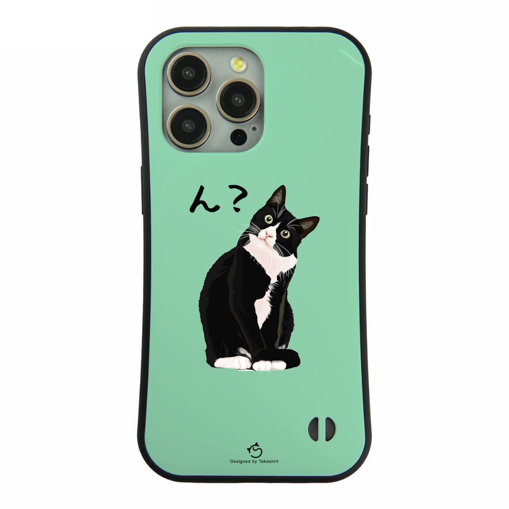 ケース ねこ 猫イラスト ハチワレ猫 ん? スマホ ケース iPhone8, SE2, SE3 ~ ケース iPhone16セリア.