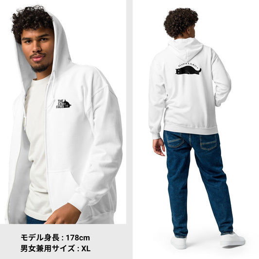 猫 フルジップパーカー ねこ かわいい 猫イラスト The Cat Face & にゃにもしたくにゃ|フロント&バックプリント.