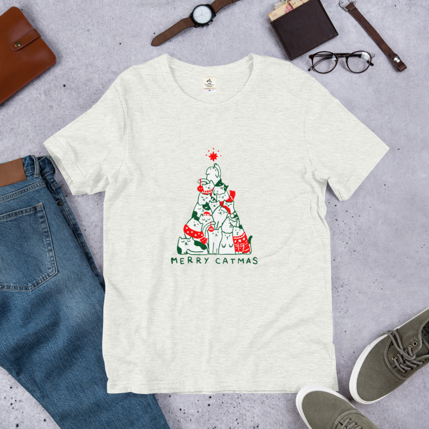 【クリスマス限定商品】猫tシャツ ねこ 猫イラスト 猫クリスマス.