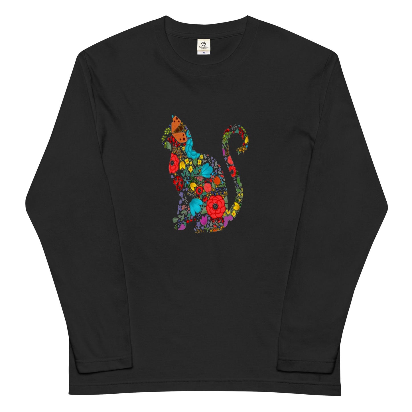 猫 ロン t 猫 長袖 t シャツ ねこ 猫イラスト FLOWER CAT.