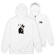 猫 フルジップ パーカ ねこ かわいい 猫イラスト The Cat Face & ハチワレ猫 ん?|フロント&バックプリント