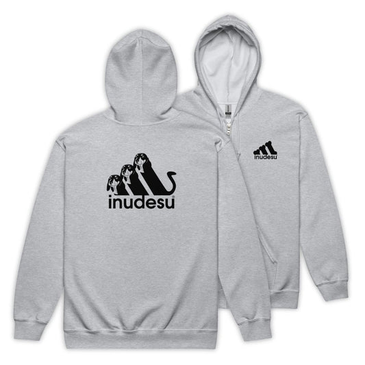 犬 フルジップ パーカ いぬ かわいい 犬イラスト INUDESU & ダックス フンド |フロント&バックプリント.