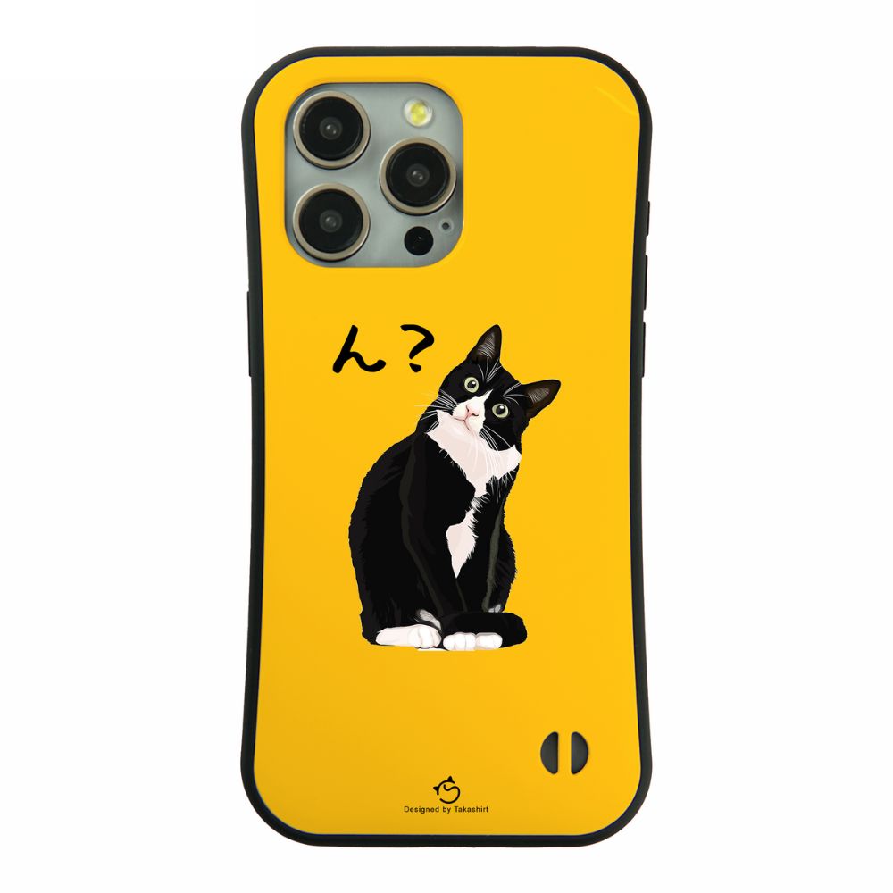 ケース ねこ 猫イラスト ハチワレ猫 ん? スマホ ケース iPhone8, SE2, SE3 ~ ケース iPhone16セリア.