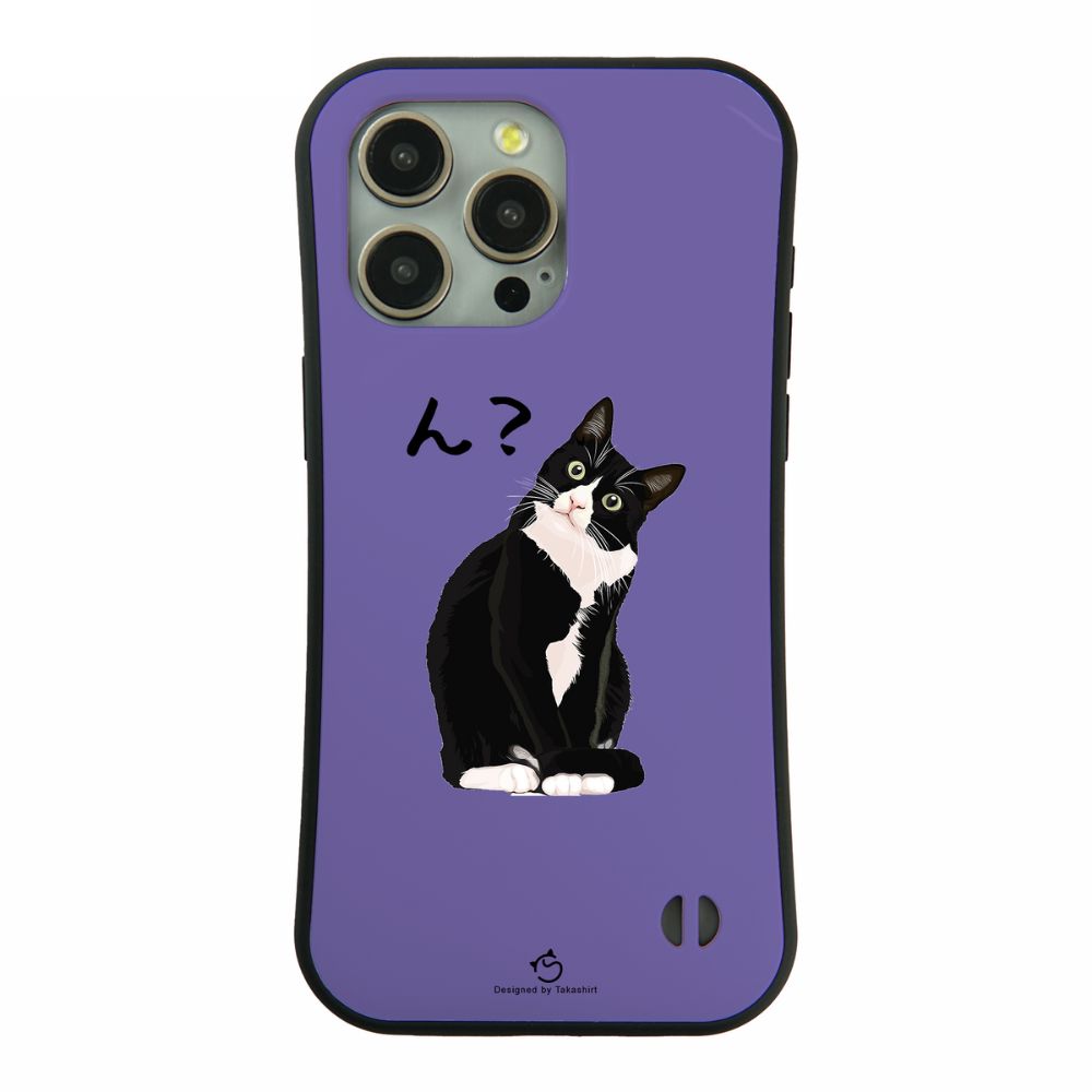 ケース ねこ 猫イラスト ハチワレ猫 ん? スマホ ケース iPhone8, SE2, SE3 ~ ケース iPhone16セリア.