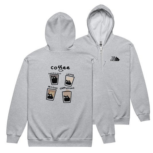 猫 フルジップ パーカ ねこ かわいい 猫イラスト The Cat Face & 猫カフェ|フロント&バックプリント.