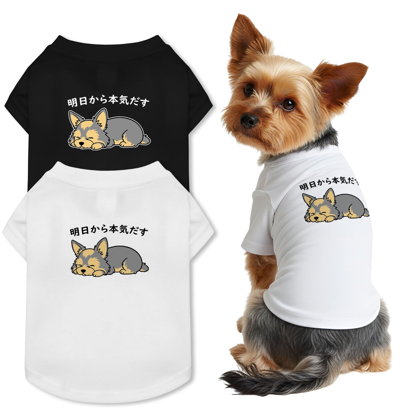 【猫/犬種選べる・名入れ可能】明日から本気だす 猫用Tシャツ 犬用Tシャツ 猫服 犬服|綿100%・小型~中型犬