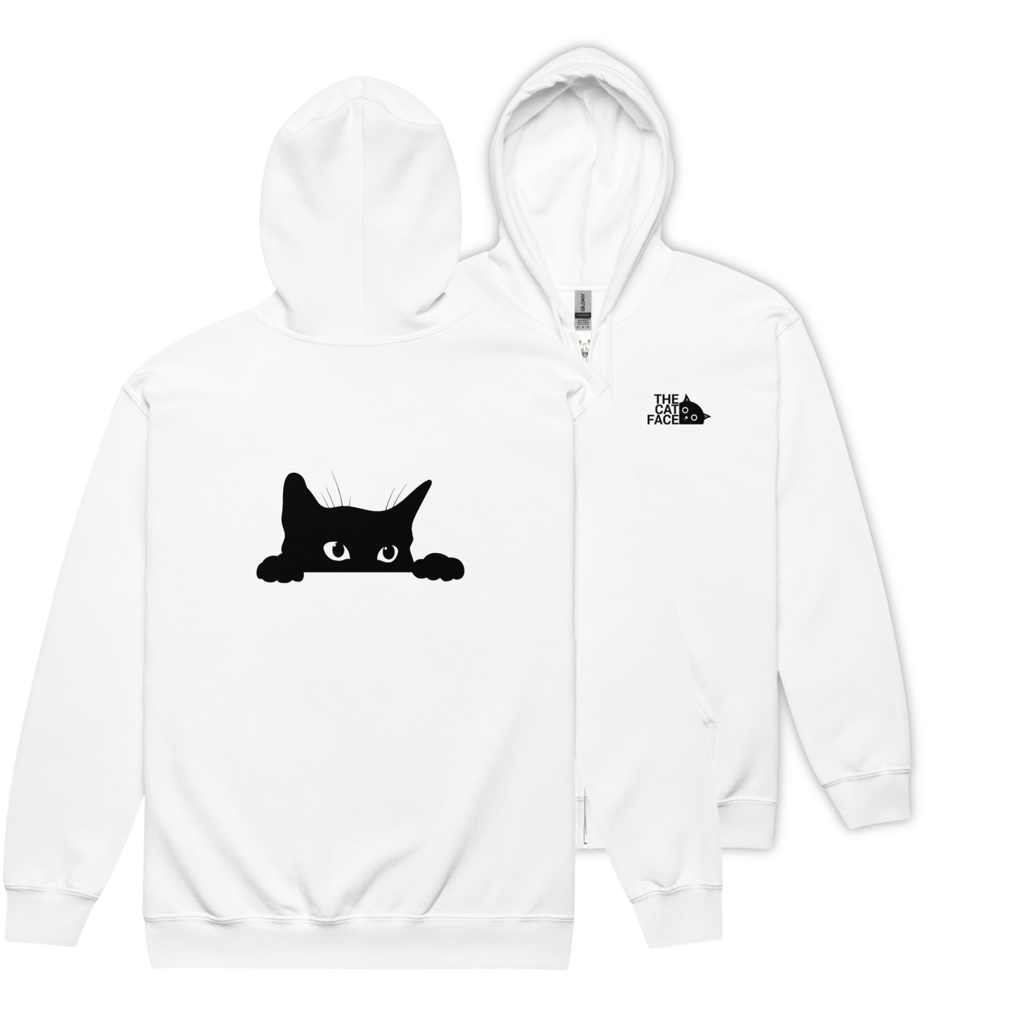 猫 フルジップ パーカ ねこ かわいい 猫イラスト The Cat Face & 可愛い黒い猫|フロント&バックプリント.