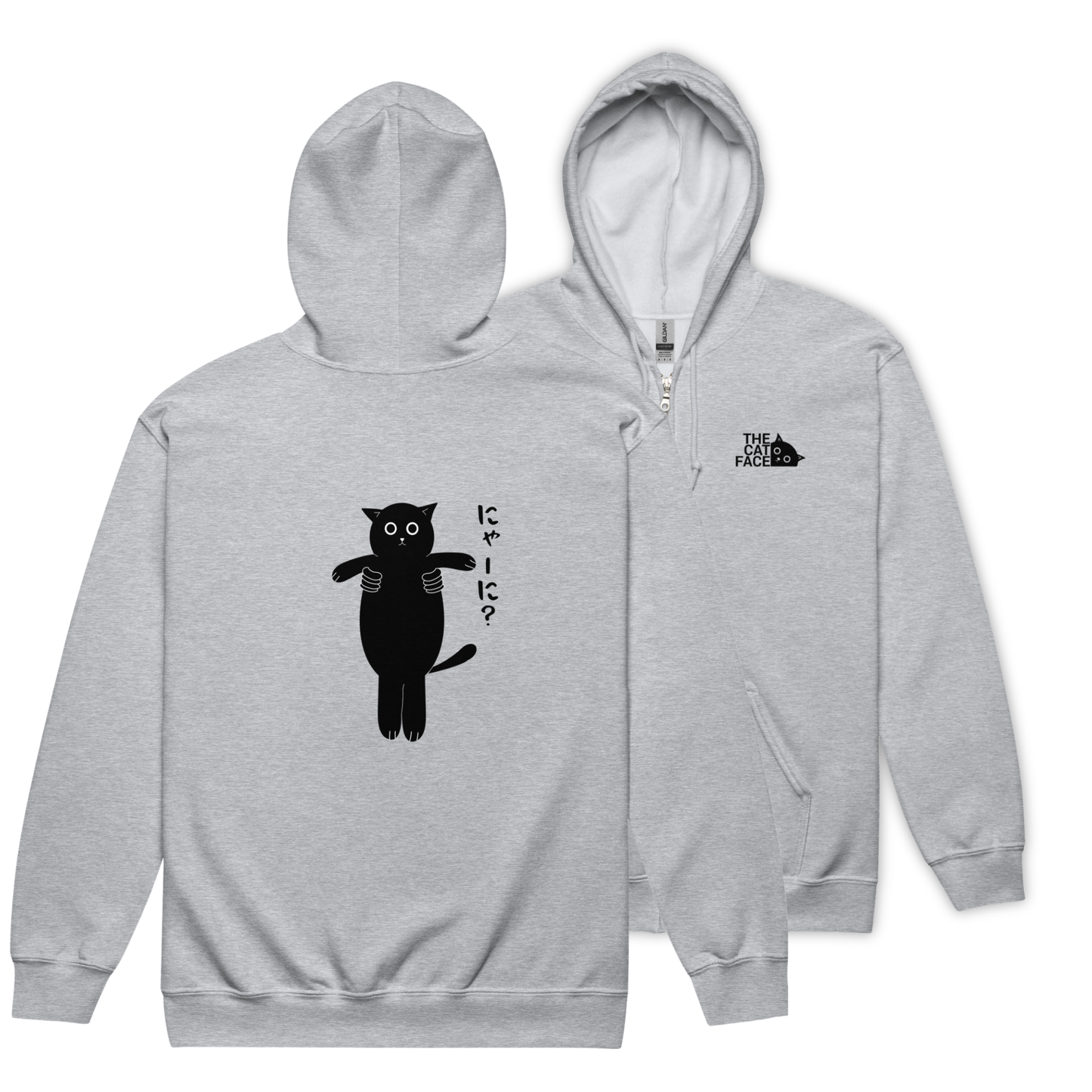 猫 フルジップ パーカ ねこ かわいい 猫イラスト The Cat Face & にゃ-に |フロント&バックプリント.