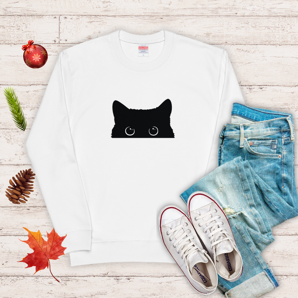 猫 トレーナー ねこ かわいい 猫イラスト 可愛い黒い猫.
