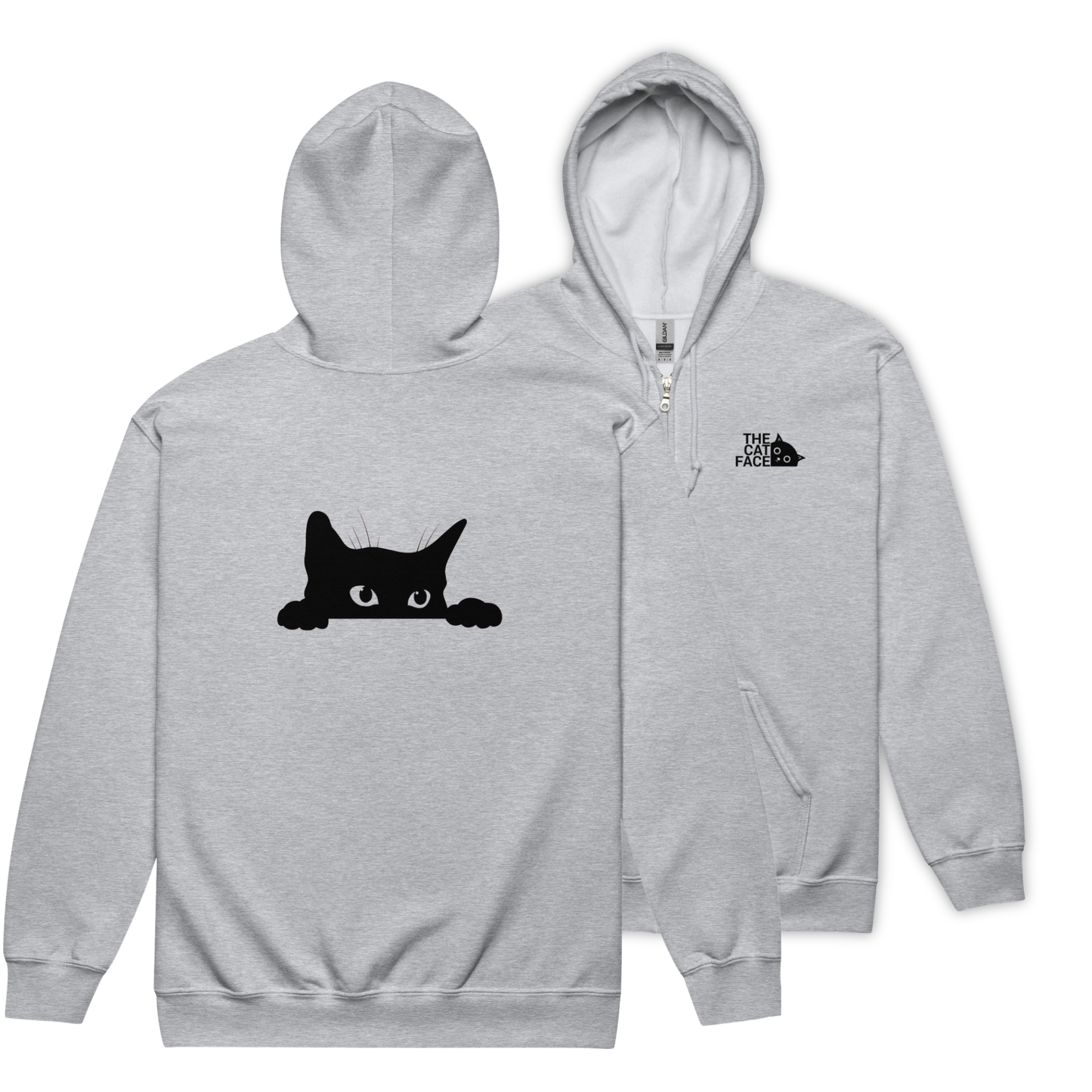 猫 フルジップ パーカ ねこ かわいい 猫イラスト The Cat Face & 可愛い黒い猫|フロント&バックプリント.