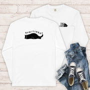 猫 ロン t 猫 長袖 t シャツ ねこ 猫イラスト The Cat Face & 気が向いたら本気出す| フロント&バックプリント