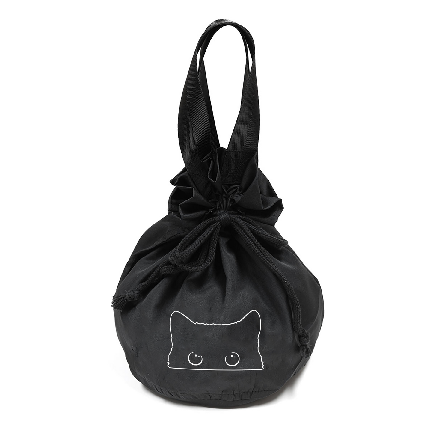 猫イラスト 猫ドローストリングバッグ 可愛い黒い猫