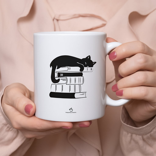 マグカップ 猫イラスト Cat & Book|猫好きにおすすめの面白い猫グッズ プレゼントにも最適