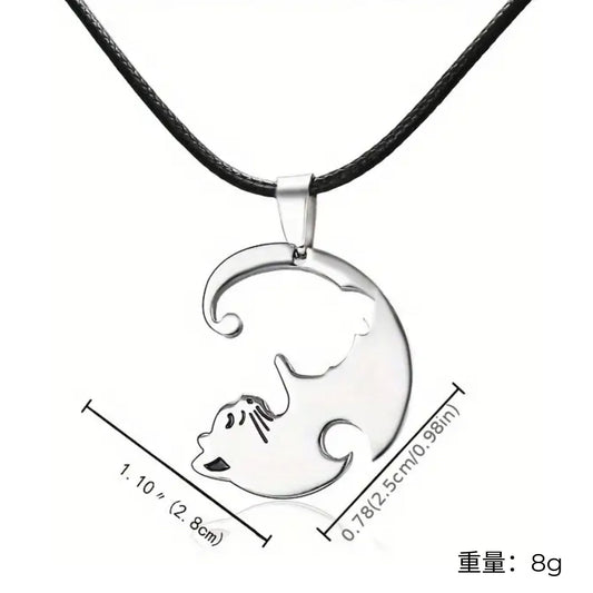 可愛い猫ネックレス ペアネックレス 男女兼用 恋人 人気 プレゼント セット販売 (割引クーポン対象外).