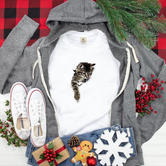 猫tシャツ ねこ 猫イラスト 3D CAT 2 おもしろ 可愛い|アダルト&キッズサイズ.