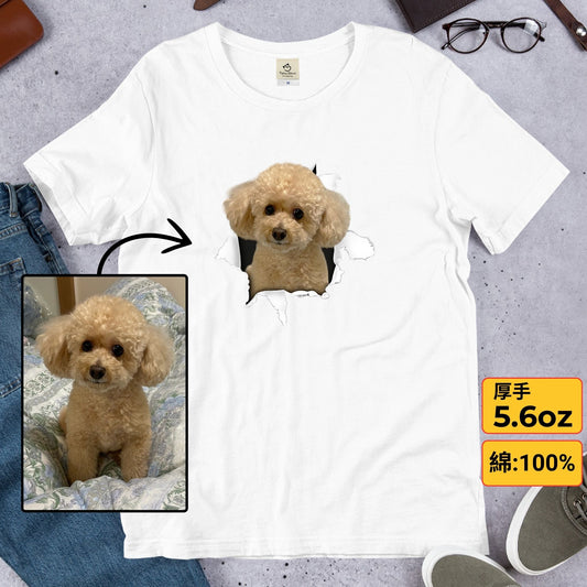 【写真入れ】中から飛び出すうちの子 オリジナTシャツ ル 写真プリント お誕生日 クリスマス 母の日プレゼント ペット猫 犬 名入れ.