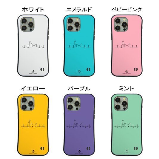 ケース ねこ 猫イラスト ハートビート スマホ ケース iPhone8, SE2, SE3 ~ ケース iPhone16シリーズ