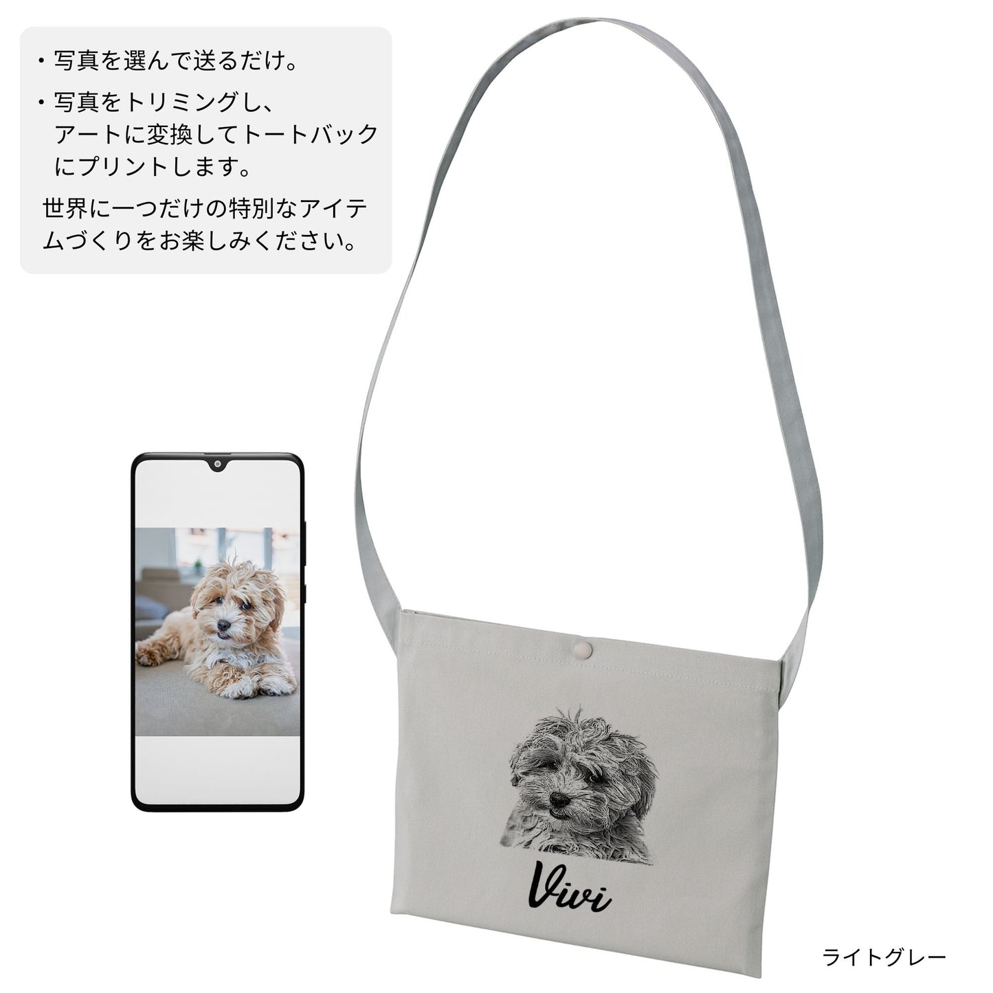 【名入れ&写真入れ】うちの子 オリジナル アート写真プリント サコッシュバッグ お誕生日 還暦祝い 敬老の日 父の日 母の日 プレゼント ペット猫 犬 名入れ