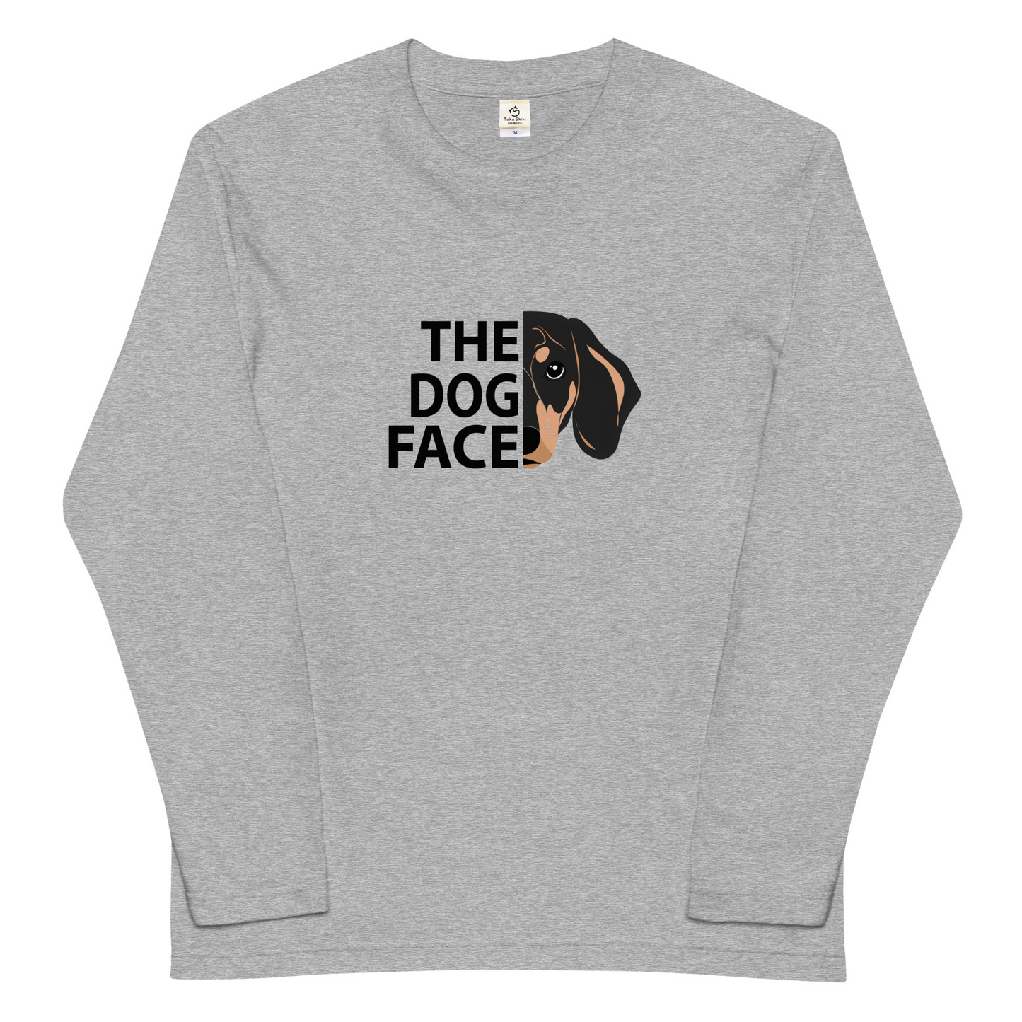 犬 ロン t 犬 長袖 t シャツ いぬ 犬イラスト ダックスフント犬 THE DOG FACE.