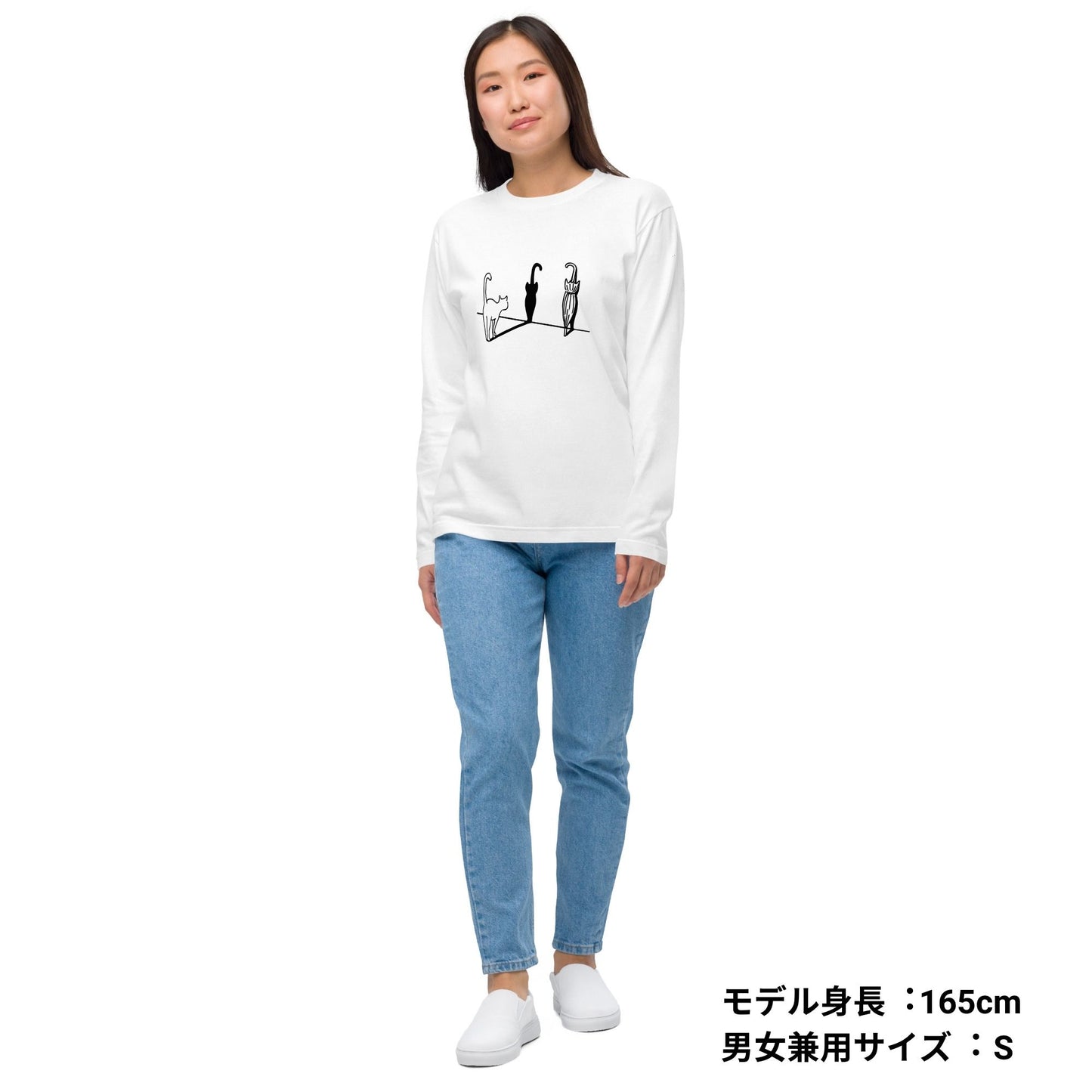 猫 ロン t 猫 長袖 t シャツ ねこ 猫イラスト 猫&傘