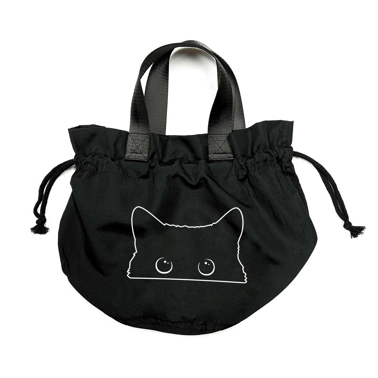 猫イラスト 猫ドローストリングバッグ 可愛い黒い猫
