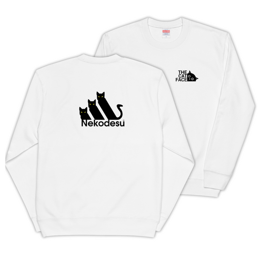 猫 トレーナー ねこ かわいい 猫イラストThe Cat Face & Nekodesu |フロント&バックプリント.