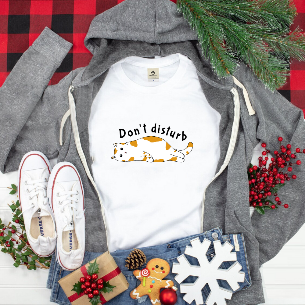 猫tシャツ ねこ 猫イラスト Don't disturb 邪魔しにゃいで|アダルト&キッズサイズ.