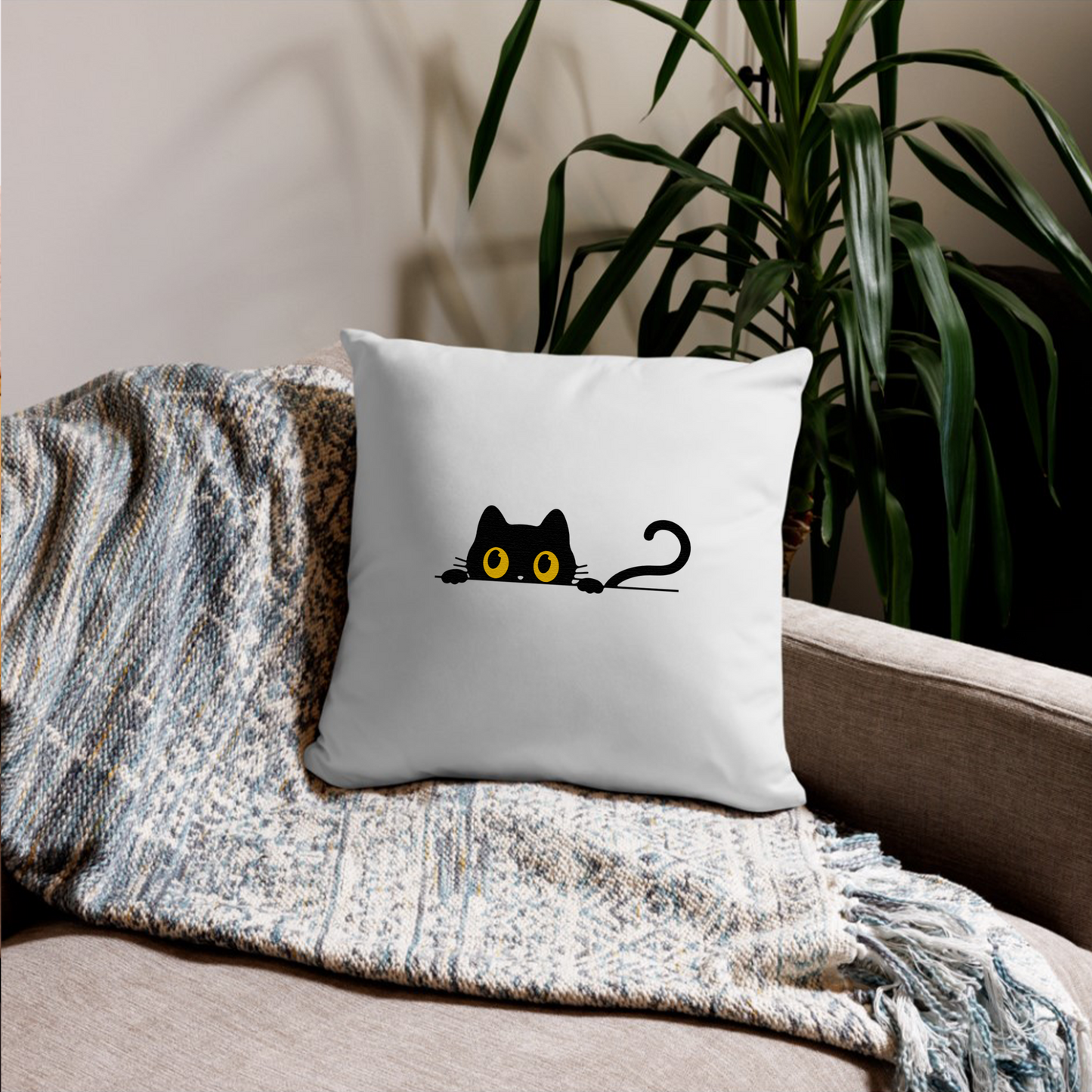 猫クッション カバー 45x45cm クッション カバー 可愛い黒い猫 ?