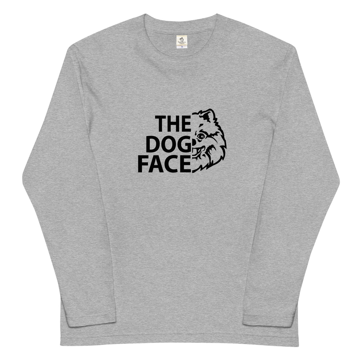 犬 ロン t 長袖tシャツ いぬ 犬イラストポメラニアン THE DOG FACE.