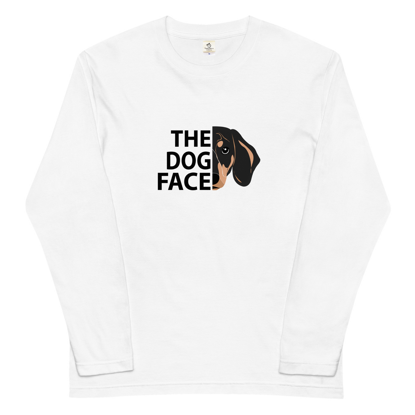 犬 ロン t 犬 長袖 t シャツ いぬ 犬イラスト ダックスフント犬 THE DOG FACE.