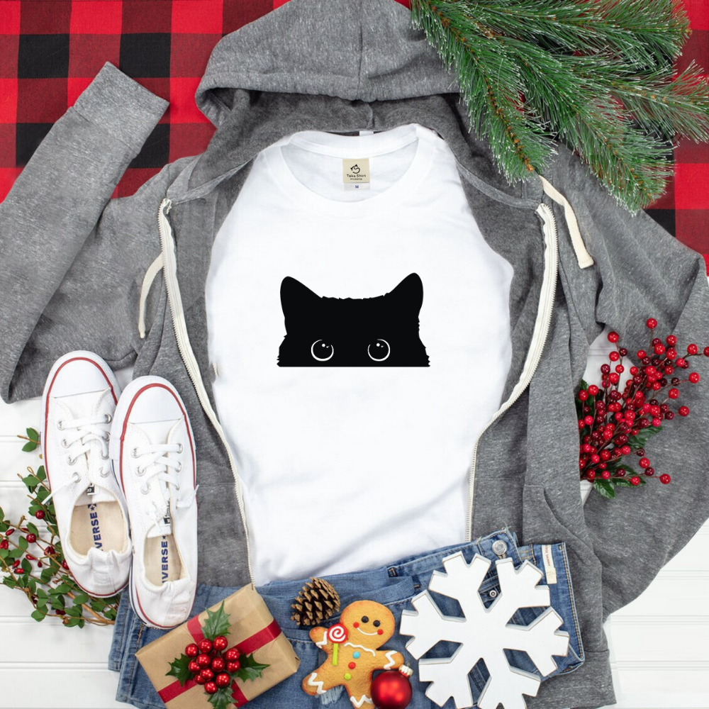 猫tシャツ ねこ 猫イラスト 可愛い黒い猫|アダルト&キッズサイズ.