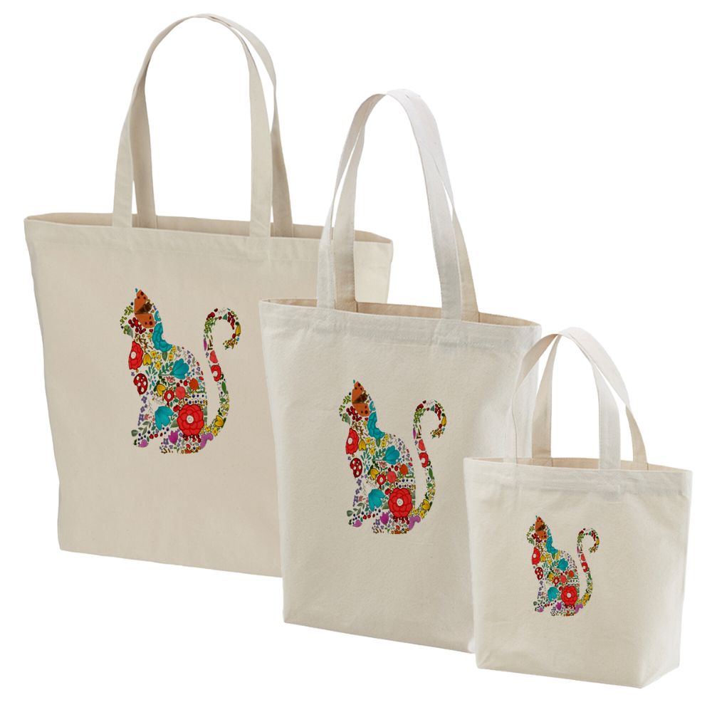 猫トート バッグ 猫 エコ バッグ Flower Cat.