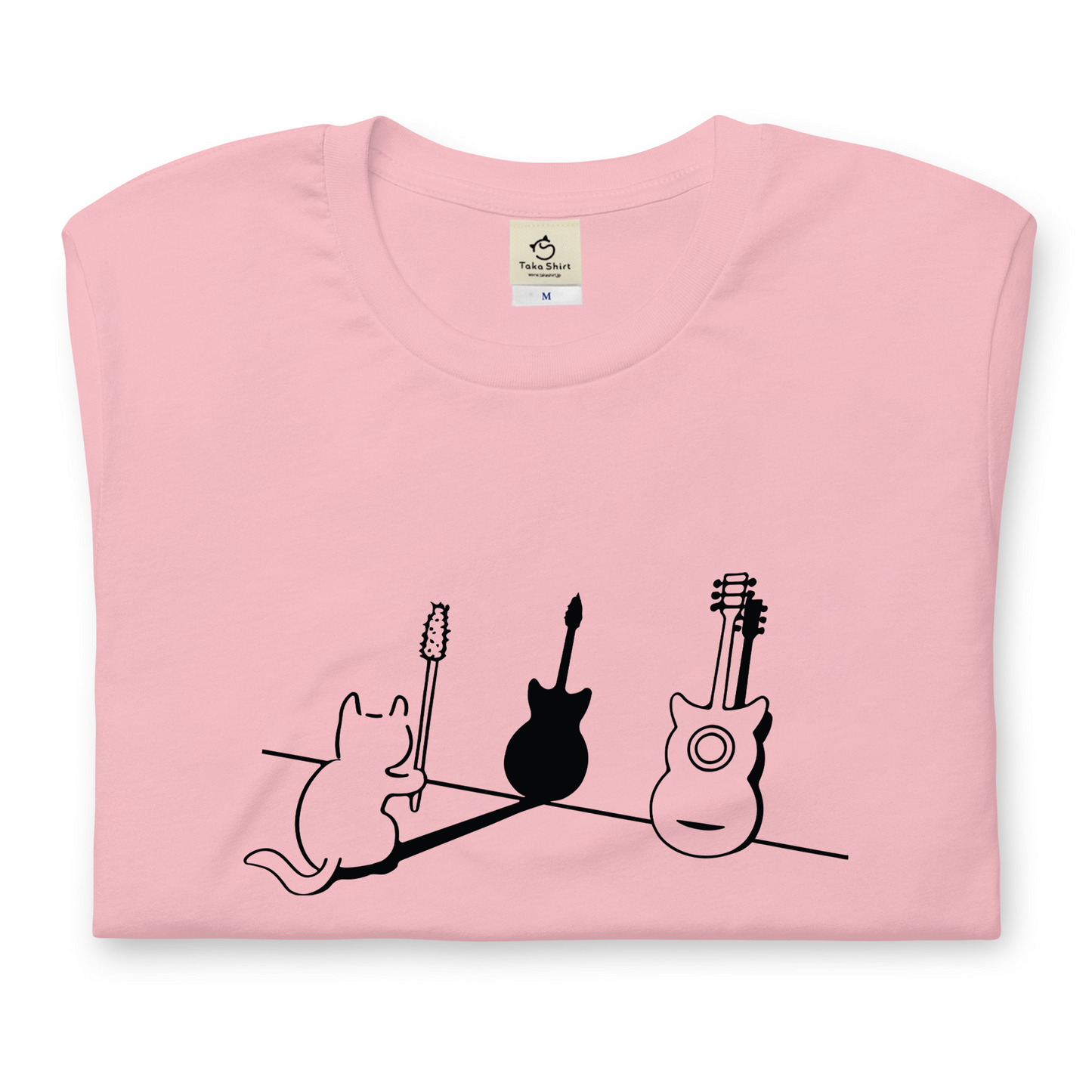 猫tシャツ ねこ かわいい猫イラスト 猫ギター |アダルト&キッズサイズ