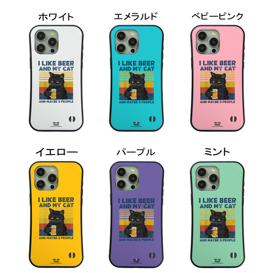 ケース ねこ 猫イラスト I LIKE BEER AND MY CAT スマホ ケース iPhone8, SE2, SE3 ~ ケース iPhone17シリーズ