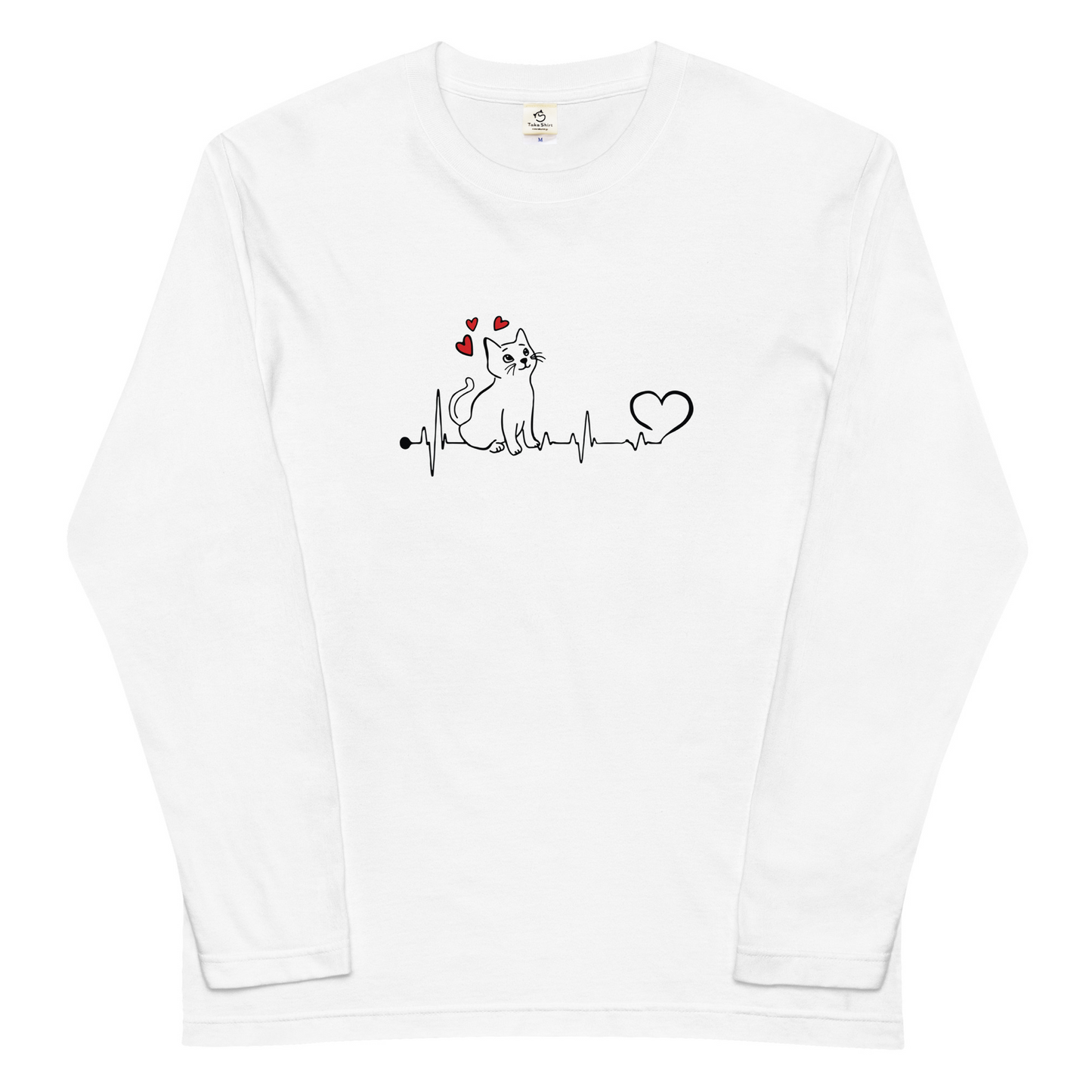 【バレンタイン限定】猫 ロン t 猫 長袖 t シャツ ねこ 可愛い猫イラスト.