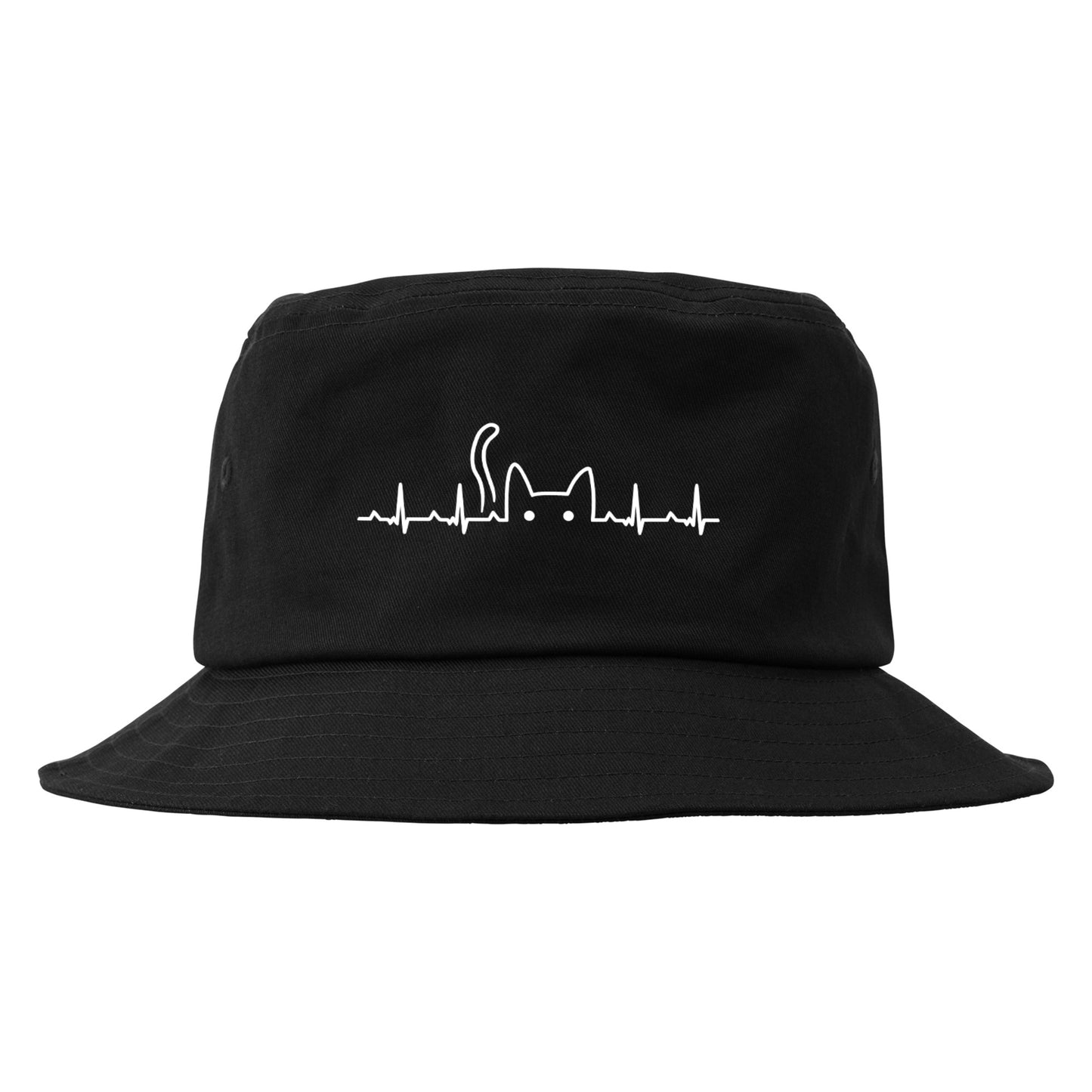 猫 コットン ツイル バケット ハット ねこ 猫イラスト ハートビート.