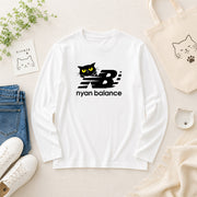 猫 長袖Tシャツ|Nyan Balance猫イラスト|ねこ ロンT メンズ レディース S-2XL