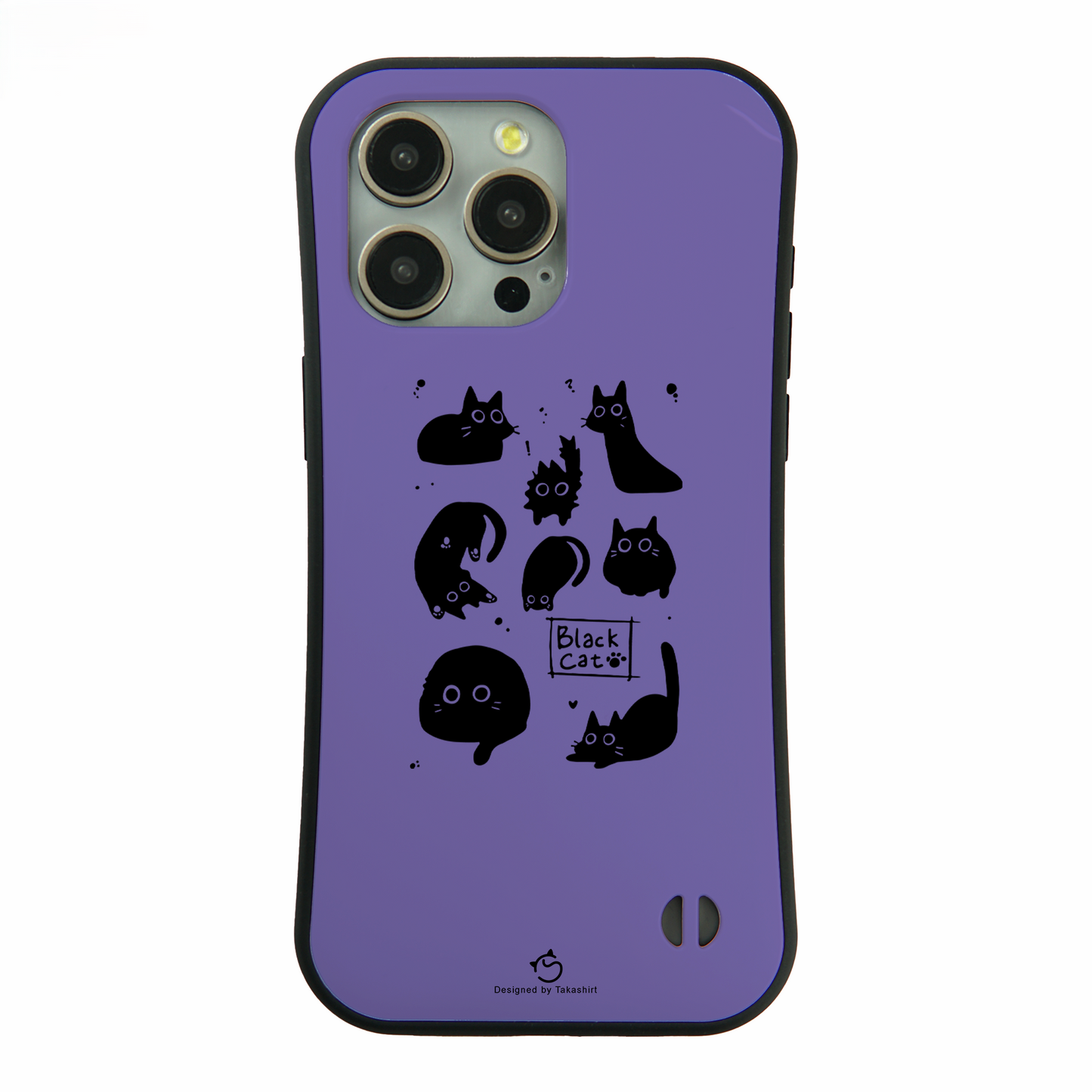 ケース ねこ 猫イラスト Black Cat 黒猫 スマホ ケース iPhone8, SE2, SE3 ~ ケース iPhone16シリーズ