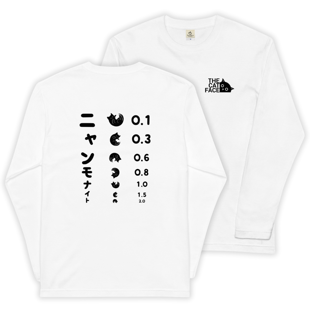 猫 ロン t 猫 長袖 t シャツ ねこ 猫イラスト The Cat Face & ニャンモナイト| フロント&バックプリント.