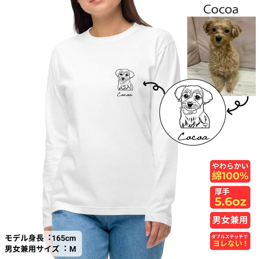 【写真入れ・名入れ】似顔絵イラスト オリジナTシャツ 長袖 トレーナー パーカー プリント お誕生日 クリスマス 母の日プレゼント ペット猫 名入れ.