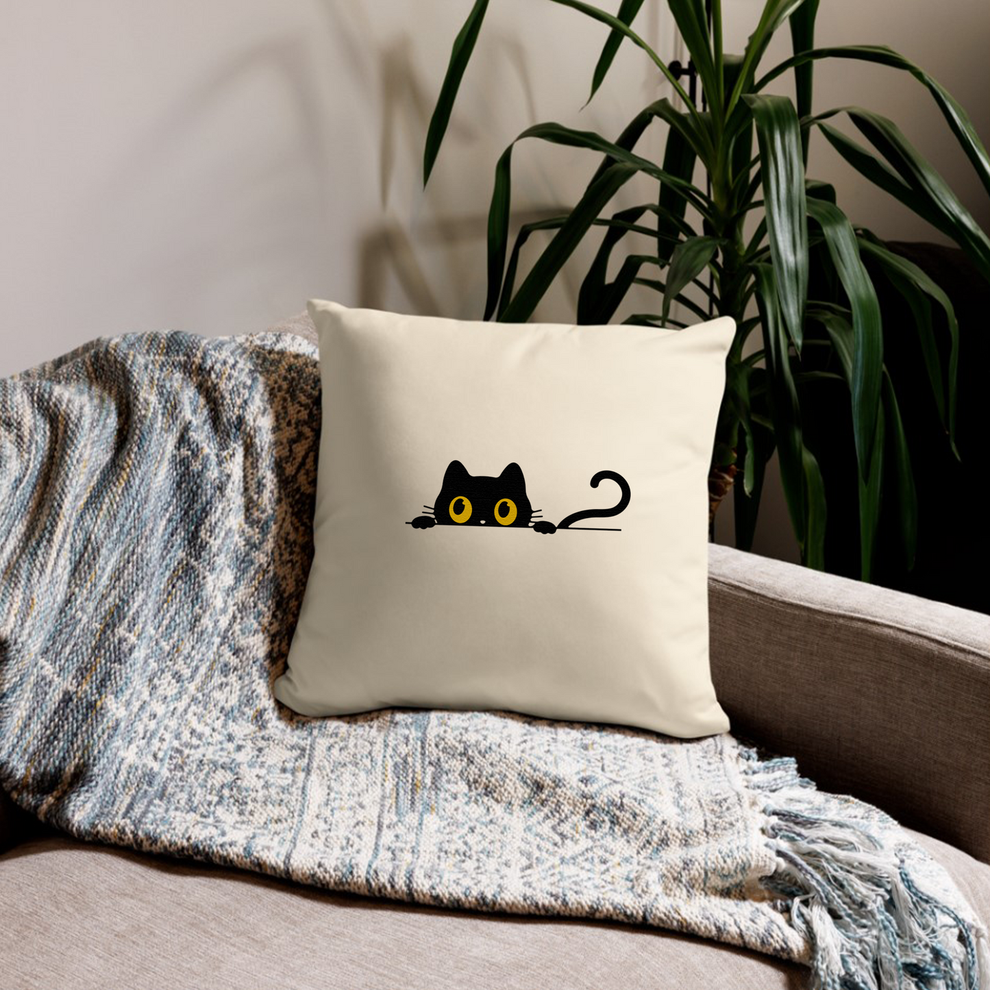 猫クッション カバー 45x45cm クッション カバー 可愛い黒い猫 ?