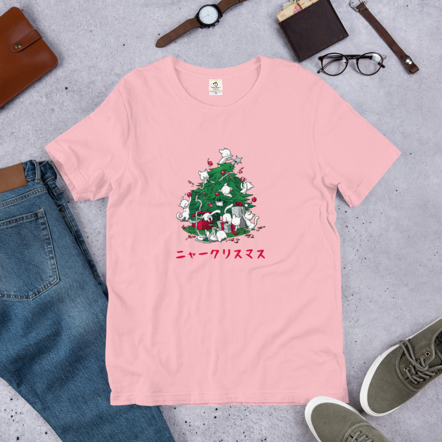 【クリスマス限定商品】猫tシャツ ねこ 猫イラスト 猫クリスマス.
