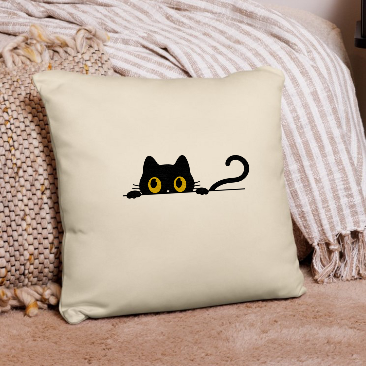 猫クッション カバー 45x45cm クッション カバー 可愛い黒い猫 ?