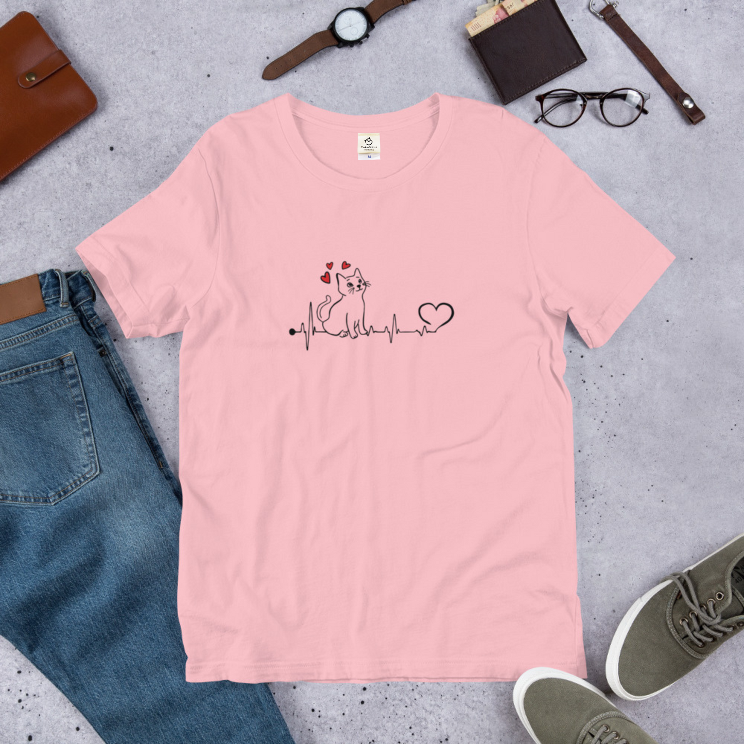 【バレンタイン限定】猫tシャツ ねこ 可愛い猫イラスト|アダルト&キッズサイズ.