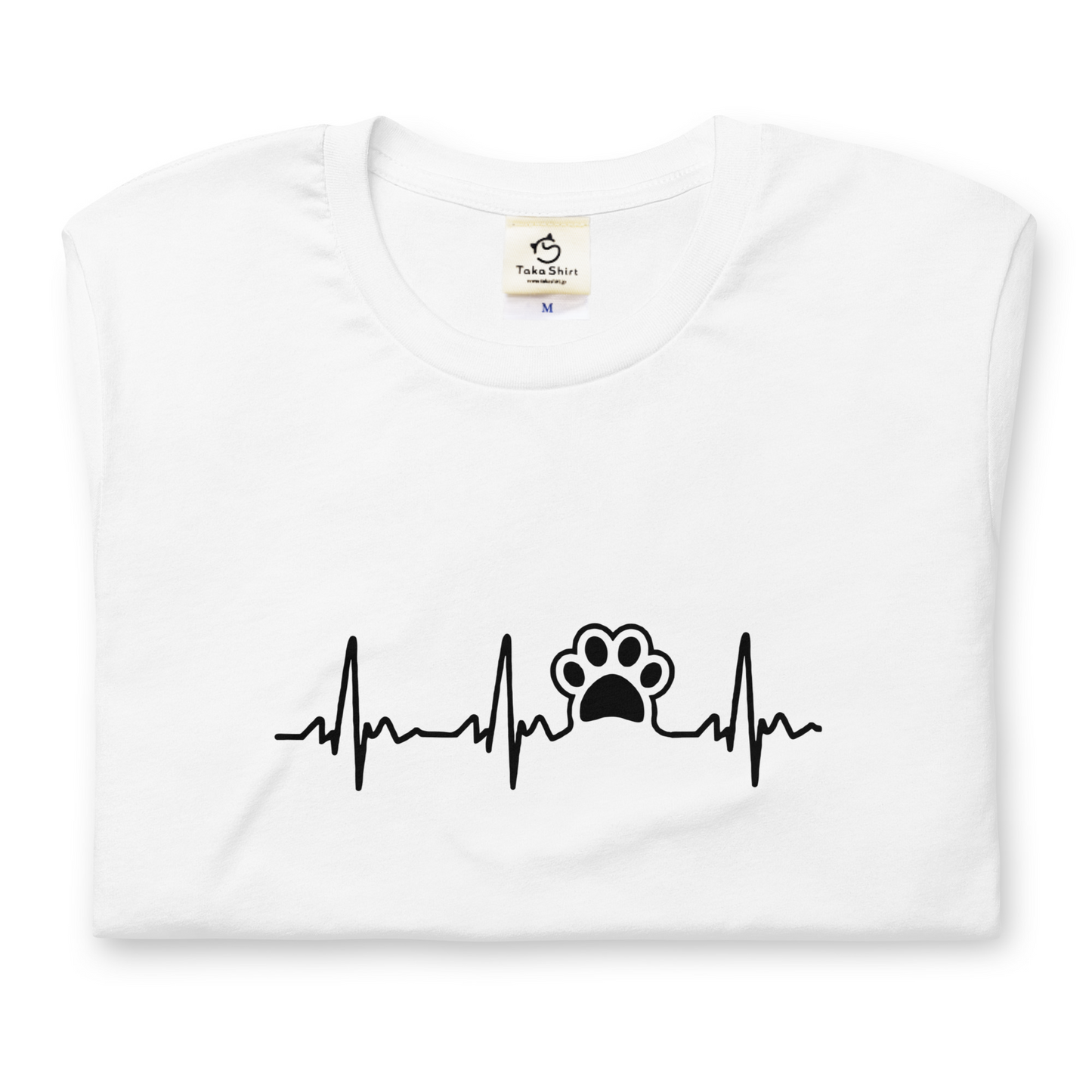 犬 tシャツ 犬イラスト ハートビート 心電図 |アダルト&キッズサイズ.